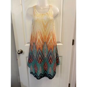 42pops Womens Geometric Dress Chevron Knit Tank Orange‎ Medium M Boho Festival